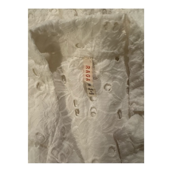 Anthropologie RAGA Sleeveless Eyelet Button Up Mini Dress Sz M White Euro Summer - Picture 4 of 9